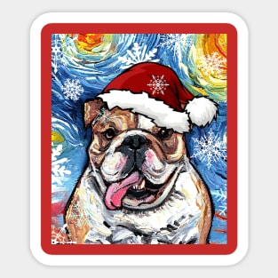 Bulldog Santa Sticker